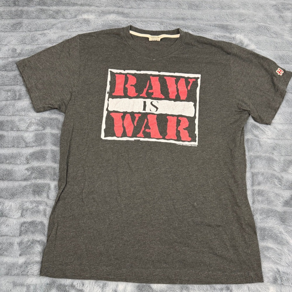 Homage WWE Raw Is War Graphic T-Shirt Mens Large Charcoal Tri-Blend Heathered